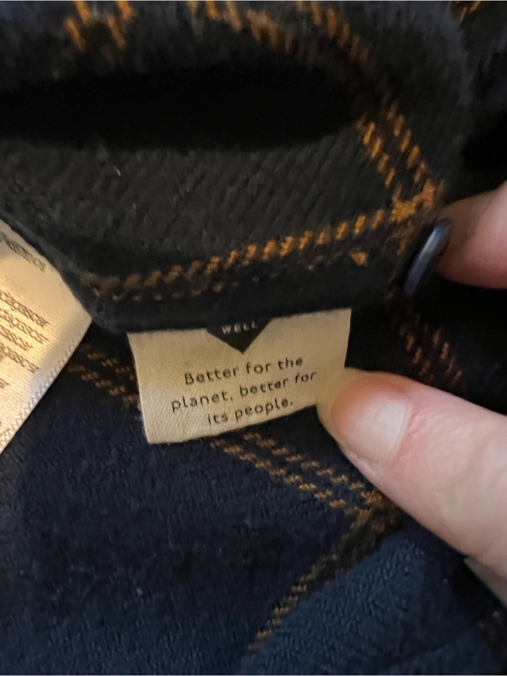 Madewell Navy & Tan Windowpane Plaid Button-Down Shirt - Picture 5 of 5